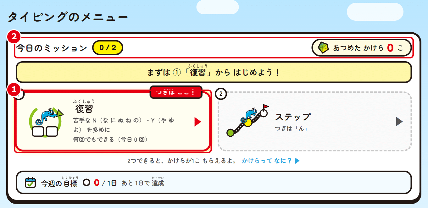 ①光っている所 ②今日のミッション